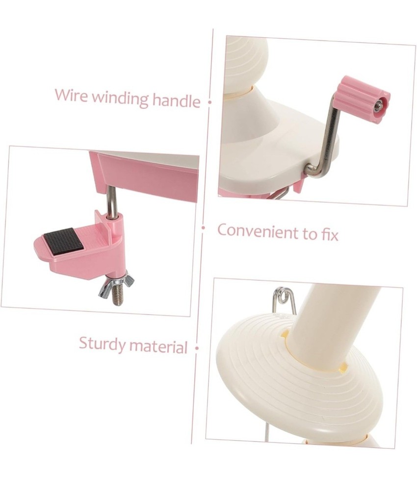 Yarn Ball Hand Winder Table Mount Pink White