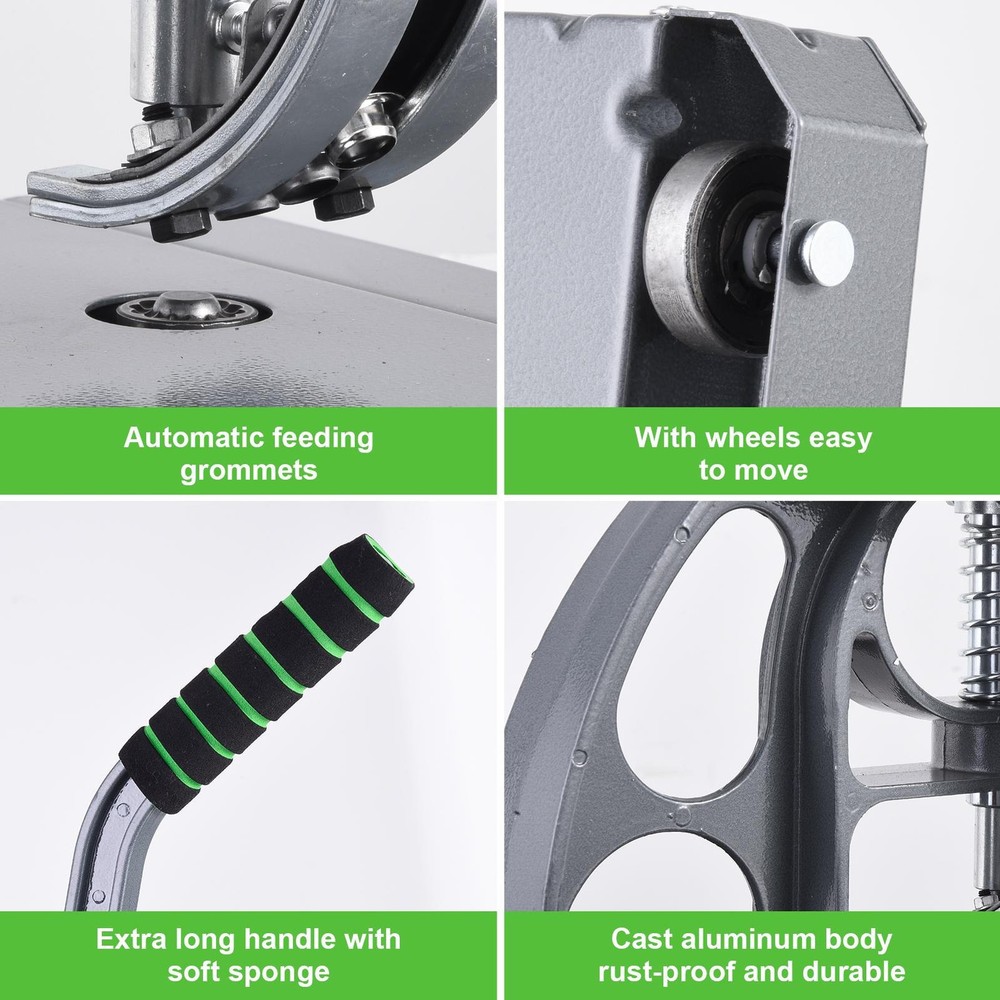 Automatic Hand Press Heavy Duty Eyelet Grommet Machine Punch Tool Kit 2000