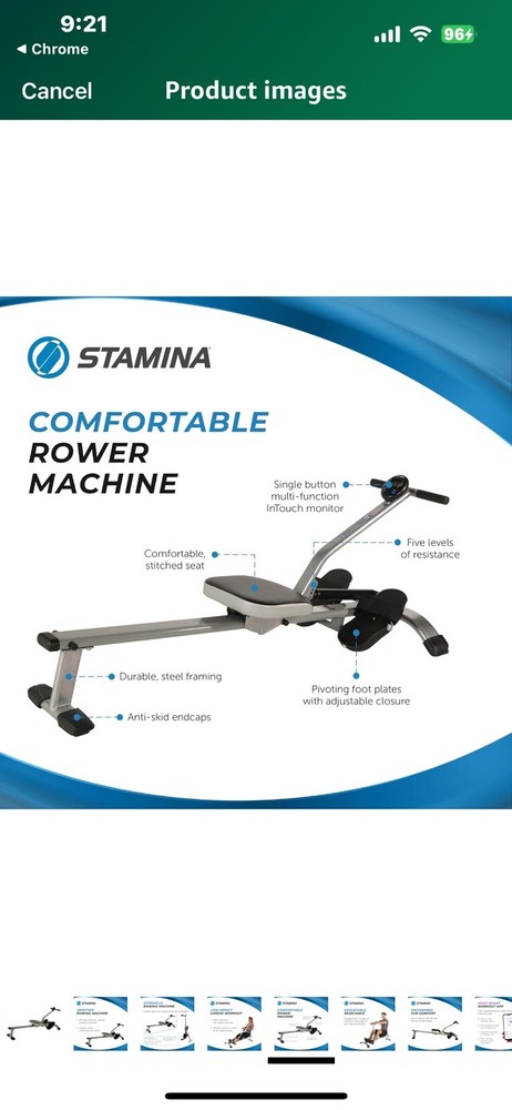 Stamina 35-0123 Inmotion Rower - Silver