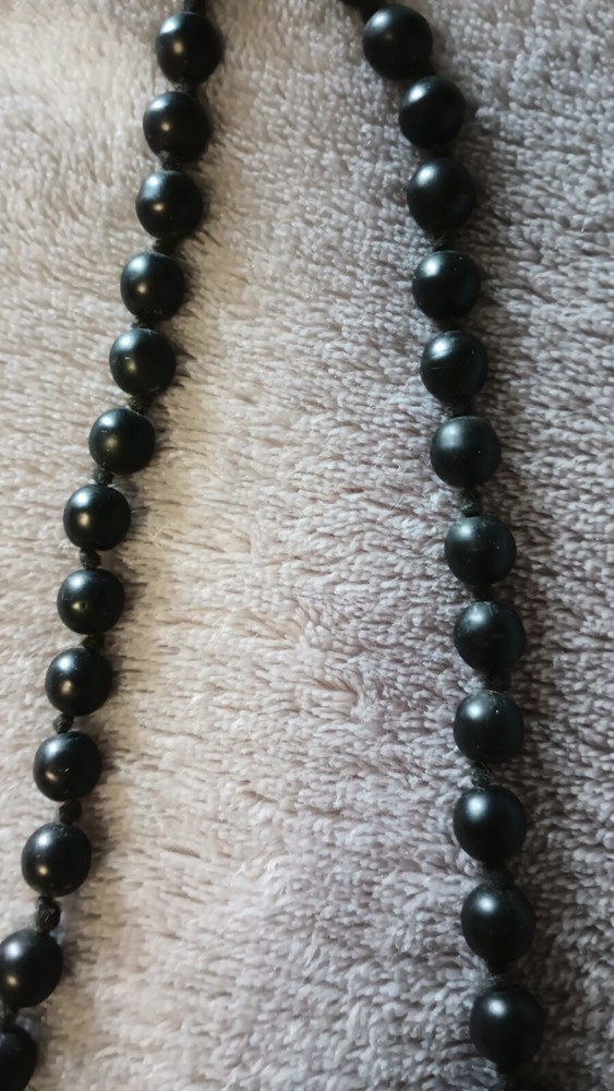 Vintage Black Rosary Bead Necklace