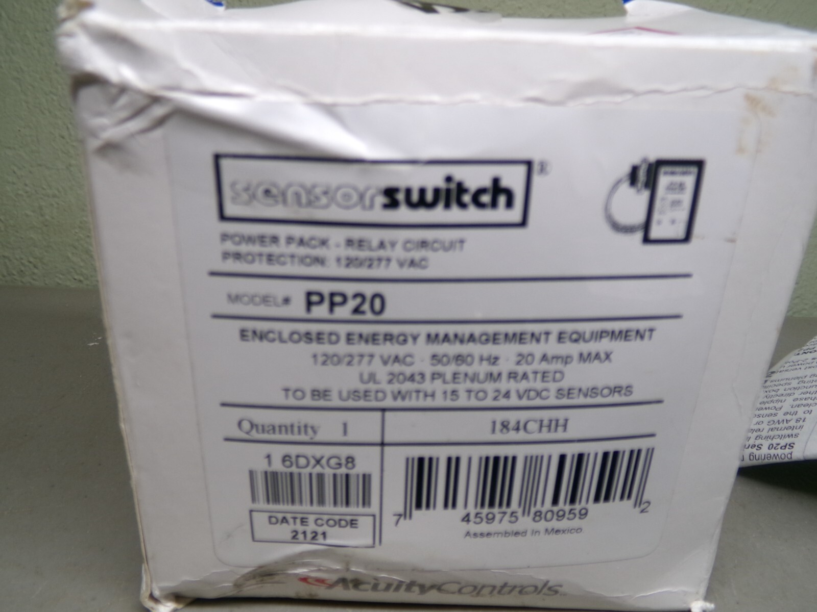 ACUITY CONTROLS PP20 SENSORSWITCH POWER PACK RELAY CIRCUIT