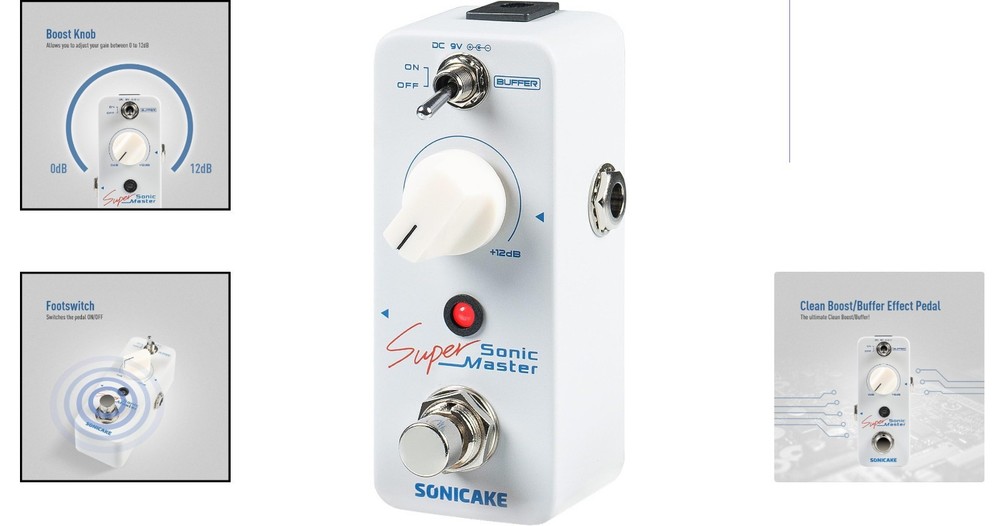 Compact Sonic Super Master Guitar Boost Pedal - Buffer Function & Analog Signal