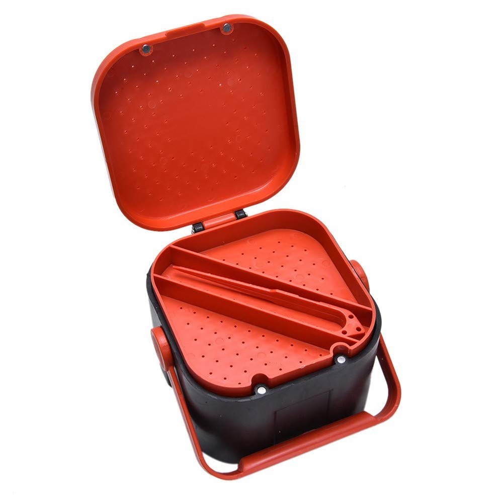 Comsnows 2PCS Worm Bait Holder, Storage Box, Black, Red
