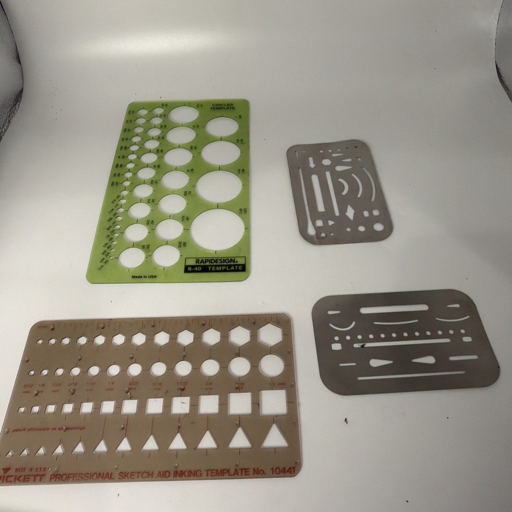 Vintage Engineering, Drafting, Drawing Templates 12 Total, W German Made