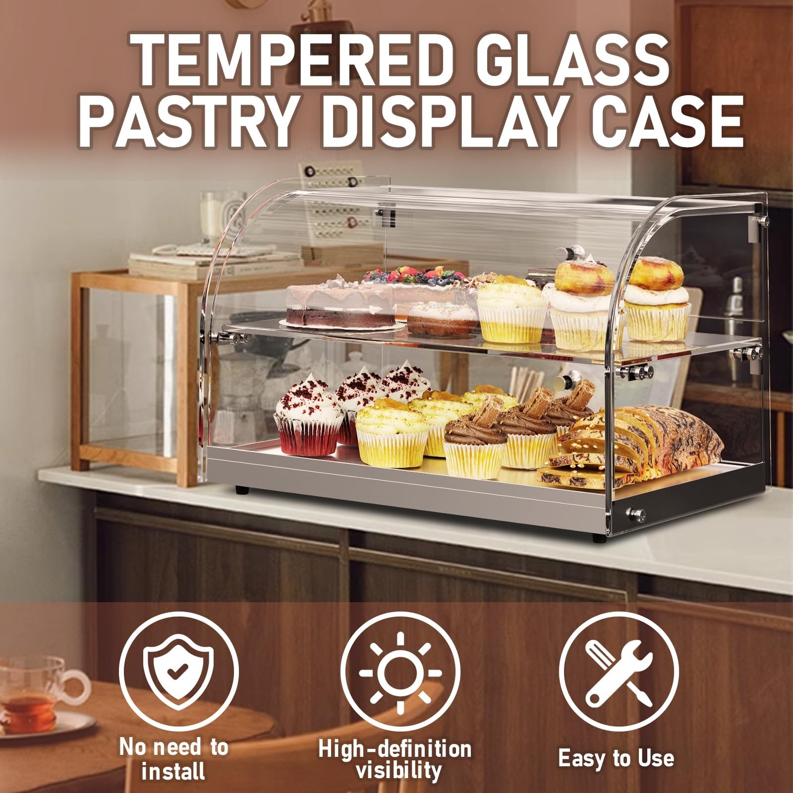 1.59 Cu.ft Malphi Large Pastry Display Case Countertop | Commercial Bakery Di...