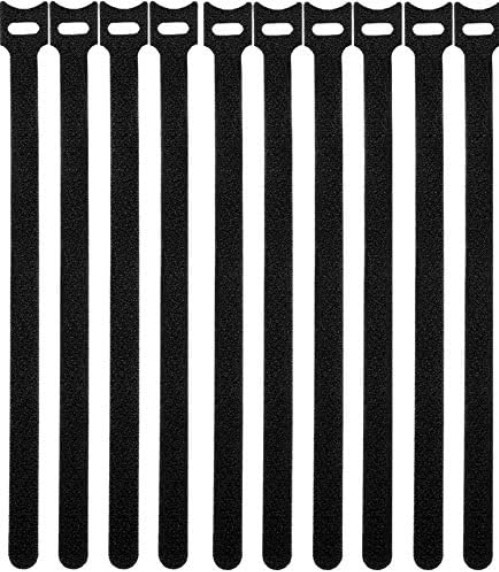 Multi-Purpose 50 Pcs Hook and Loop Cord Ties – 12 Inch Long, Black Nylon