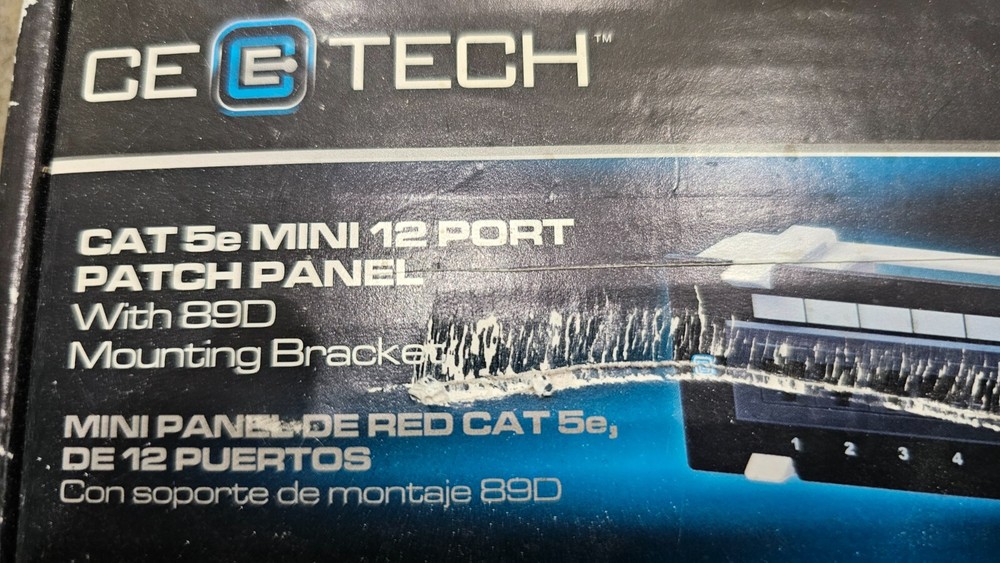 CE Tech 637426 Cat 5e Mini 12 Port Patch Panel with 89D Mounting Bracket