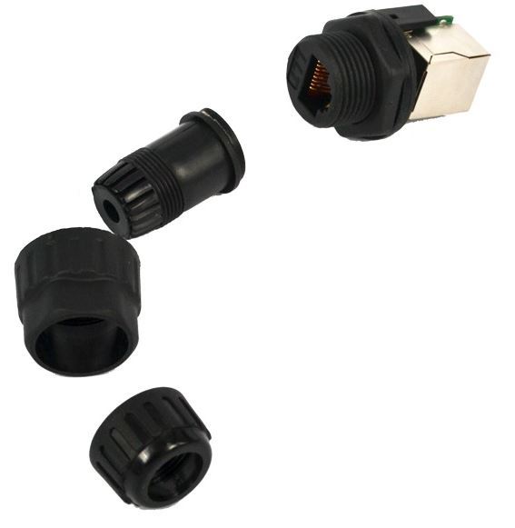 Waterproof IP68 Ethernet RJ45 Panel Mount Pass-Through Connector Socket CAT5-6E