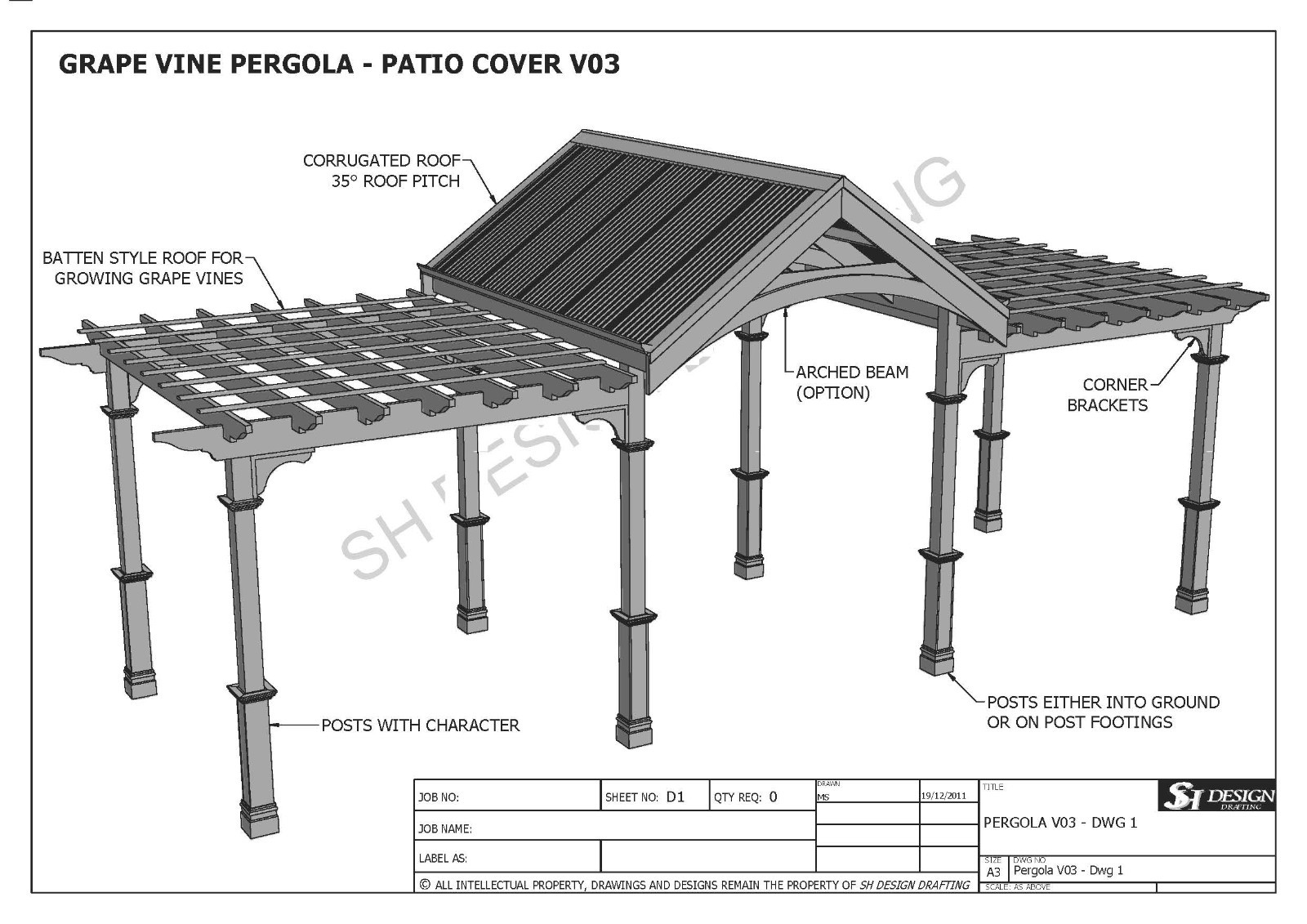 Grape Vine Outdoor Pergola Veranda V3 Patio Cover Plans