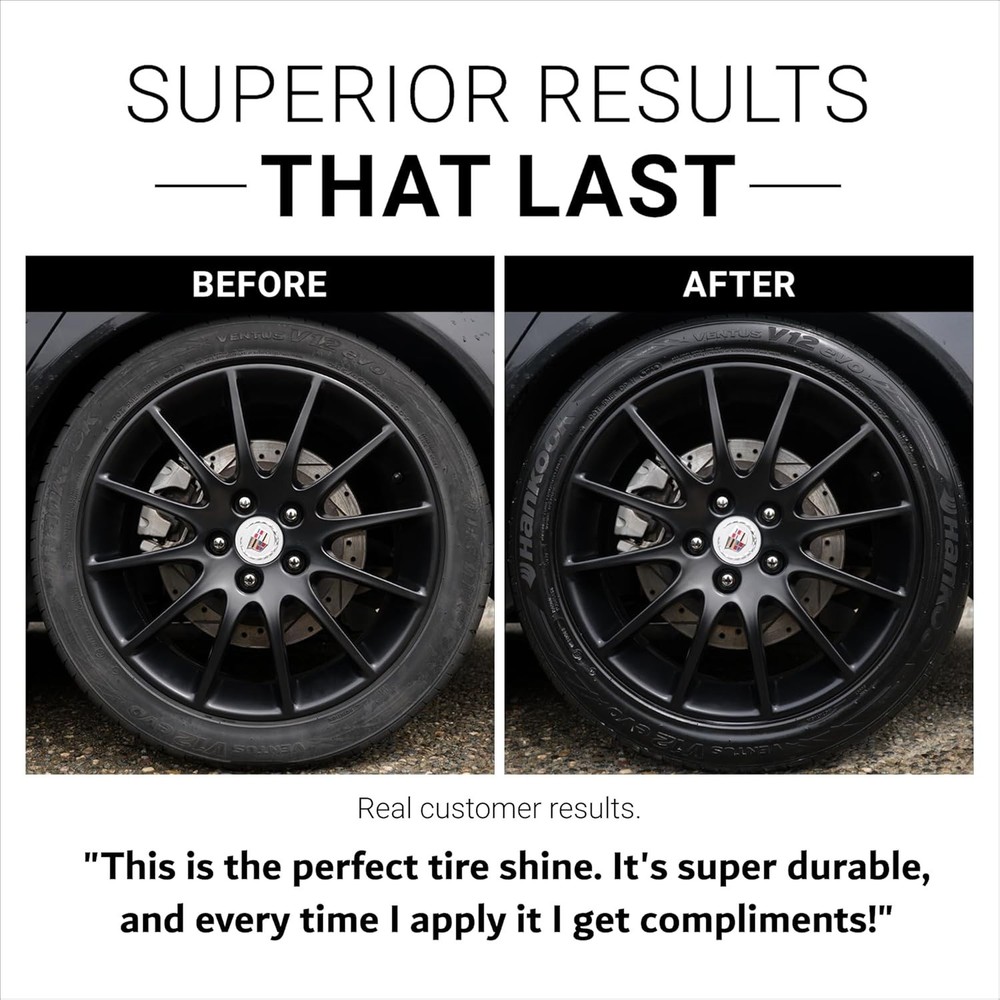 Easy to Use Tire Shine Spray 18 Ounces with Applicator for Precise Application