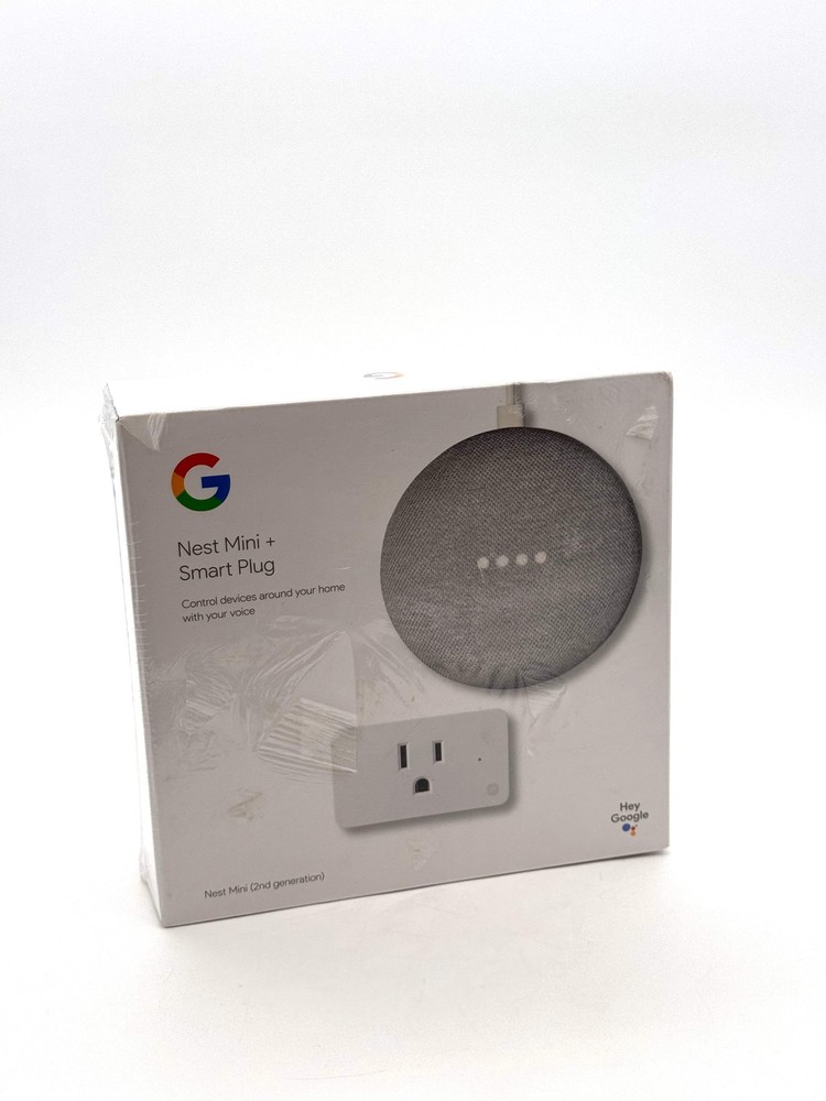 Google Nest Mini (2nd Gen) Google Assistant + GE Smart Plug Bundle New & Sealed