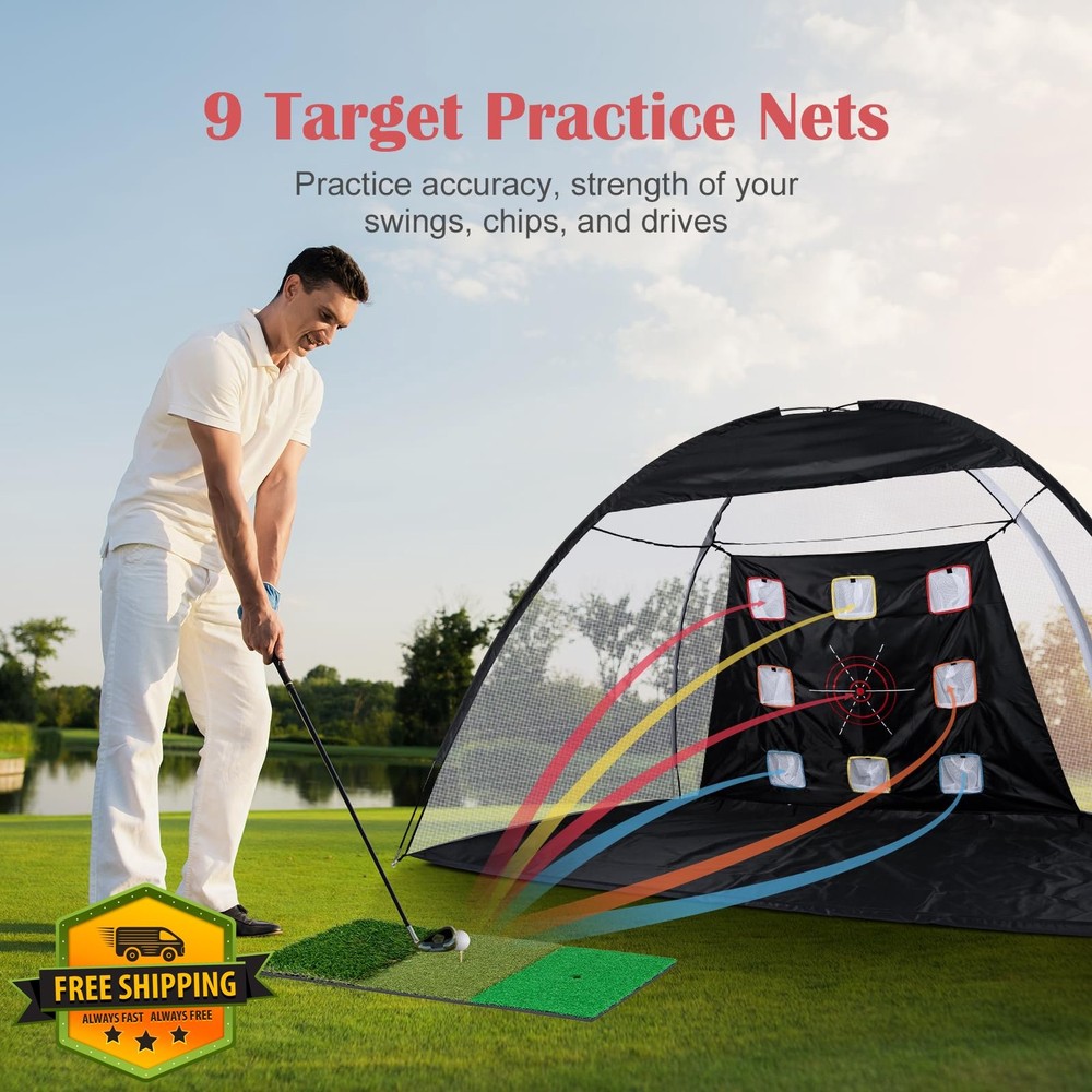 Golf Net 10x7ft Backyard Practice Hitting Driving Indoor Outdoor