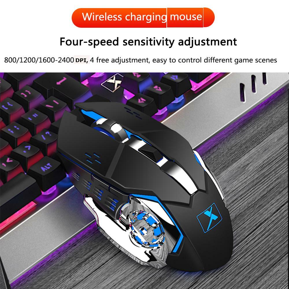 Wireless Gaming Keyboard and Mouse Mechanical Feel Rainbow Backlit