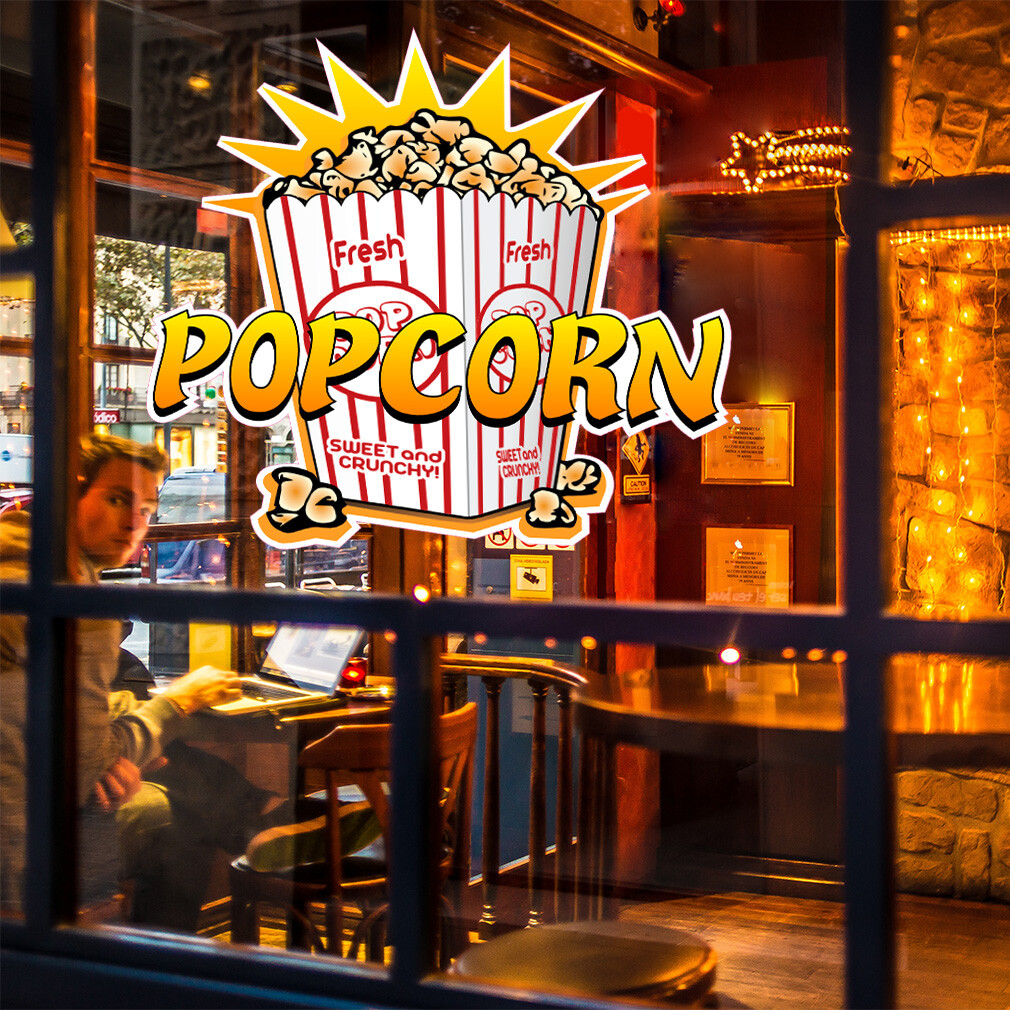 Food Truck Decals Popcorn Style C Food & Beverage Concession Sign Yellow