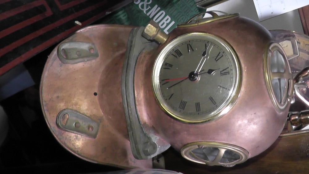 clock diving helmet brass