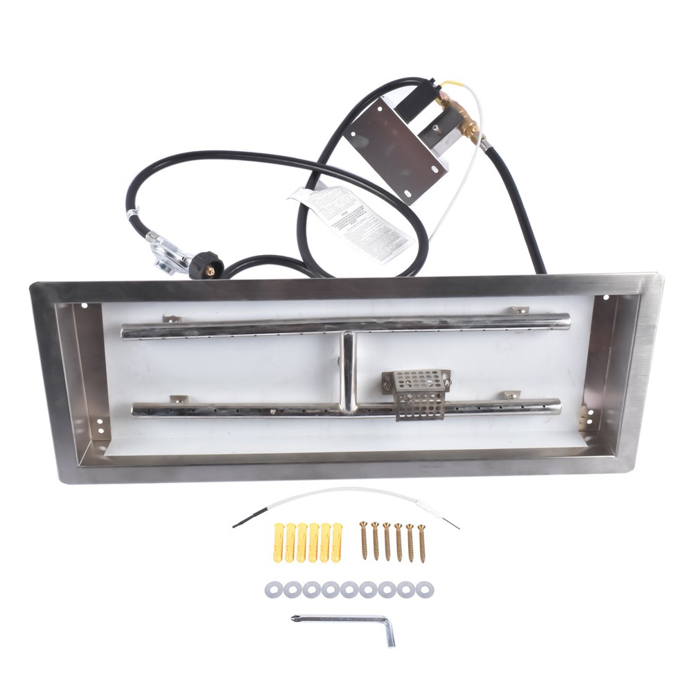 24 x 8-inch Fire Pit Pan Stainless Steel Fire Pit Burner Kit Rectangular