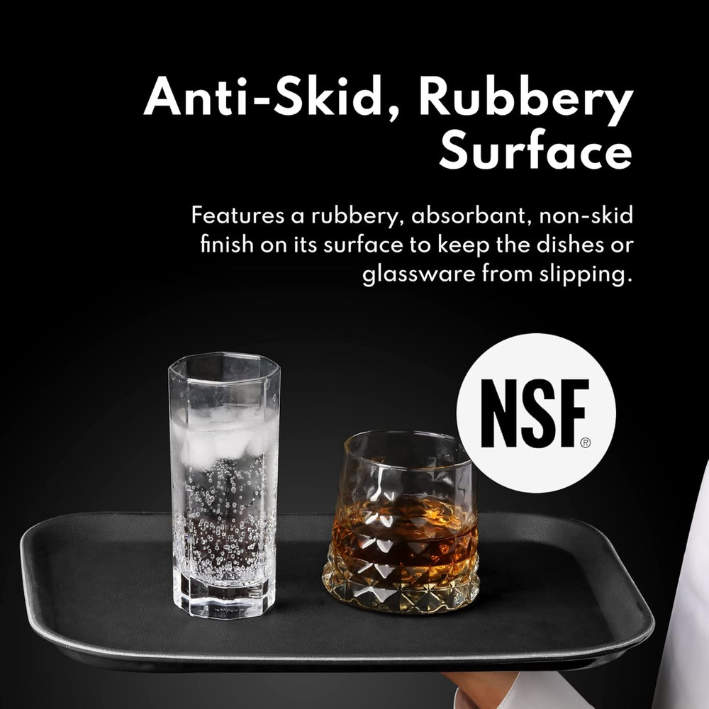 24975 Restaurant Grade Non-Slip Tray, Plastic, Rubber Lined, Rectangular, 12-Inc