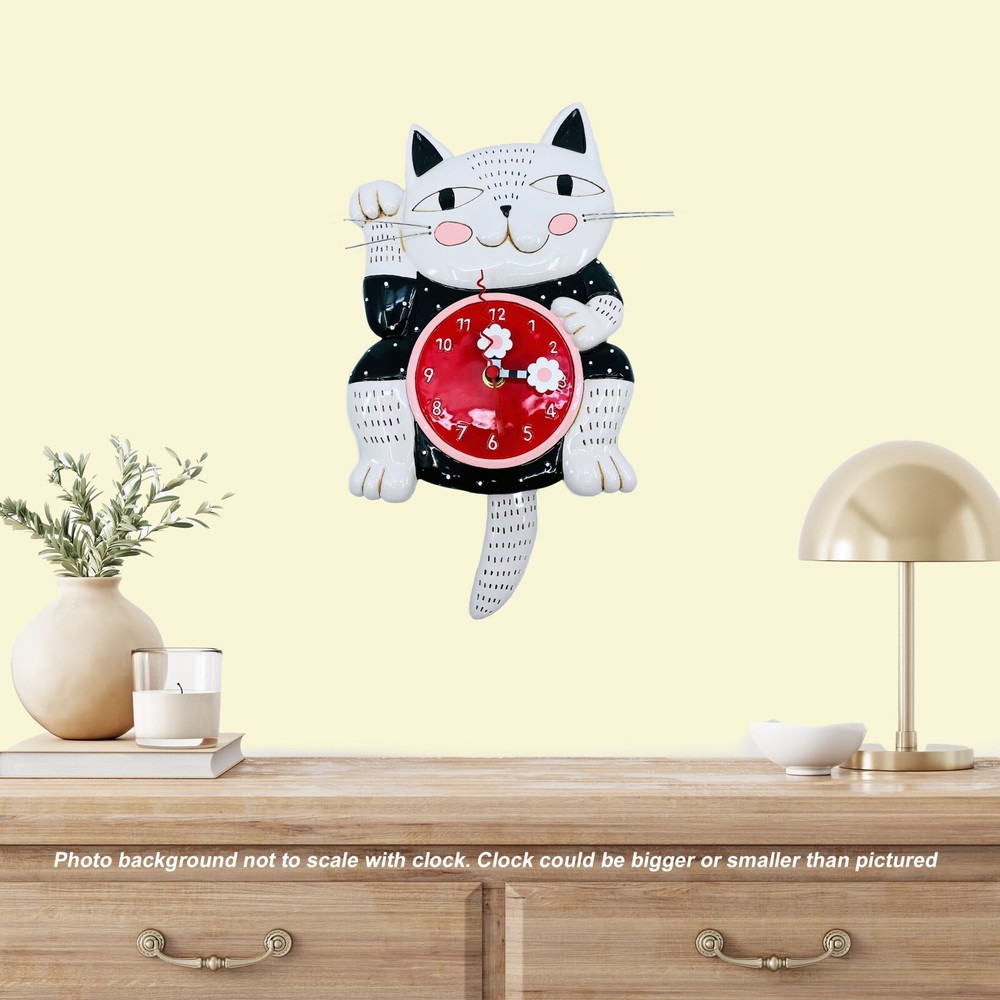 Allen Designs Studio Wall Clock: Lucky Cat