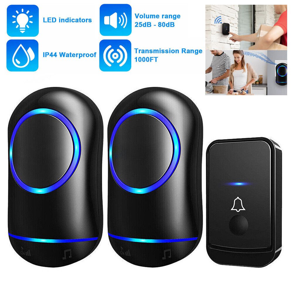 1000FT Wireless Doorbell Chime Kit Plugin Receiver Waterproof Adjustable Volume