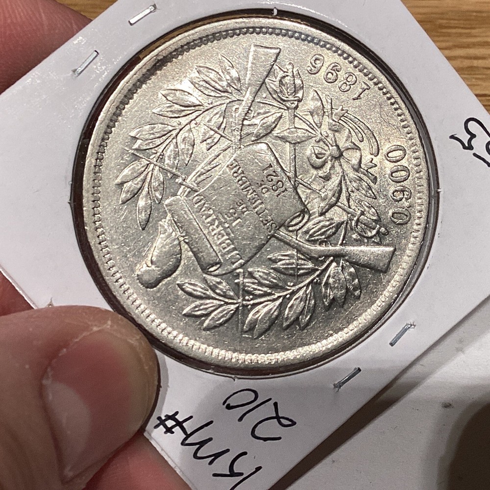 1896 Guatemala Silver Peso AU