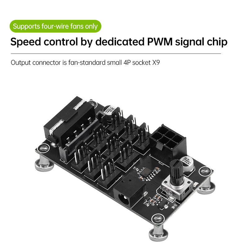 Computer Chassis PWM Violent Fan Speed Controller 9CH High-Power Hub Controller