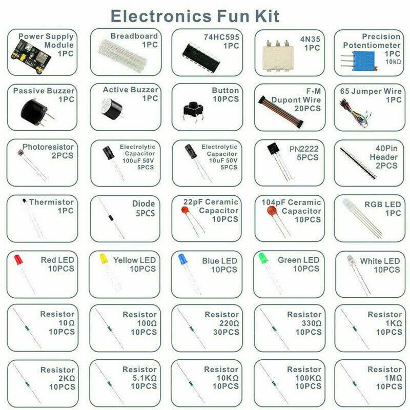 374pcs Electronic Component Set Assortment Ceramic Capacitors Industrial