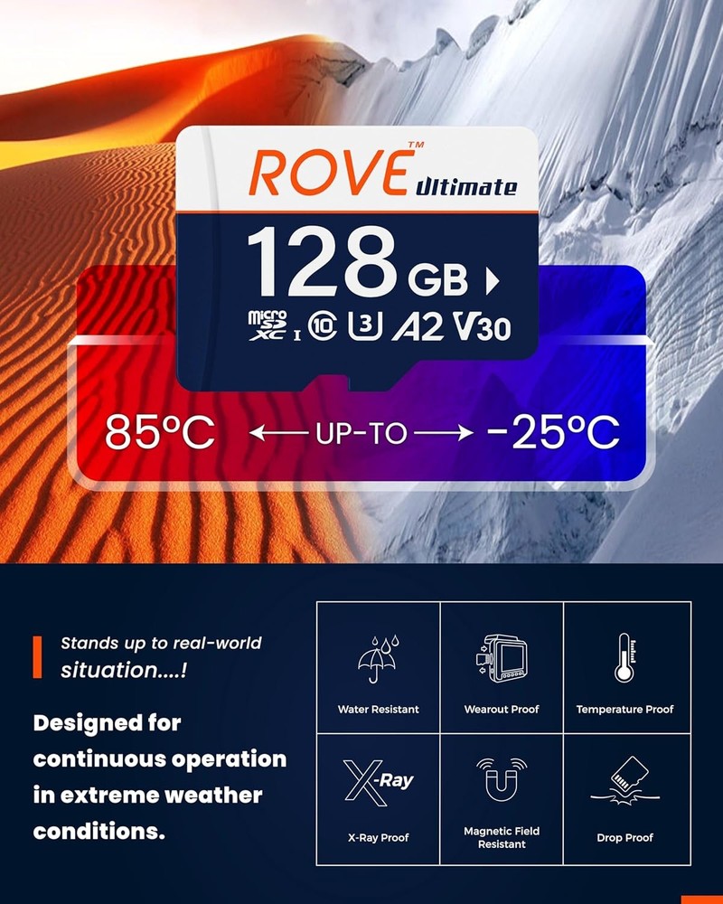 ROVE Ultimate Micro SD Card microSDXC 128GB Memory Card with USB 3.2 Type C