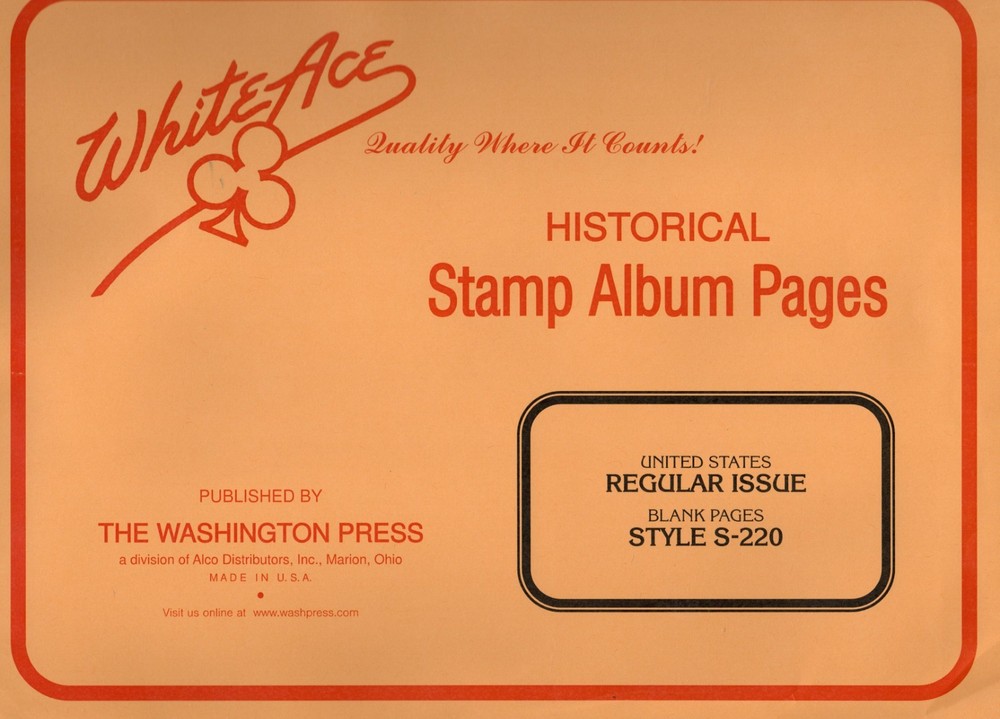 White Ace U.S. Regular Issues Blank Pages S-220 Pkg.15