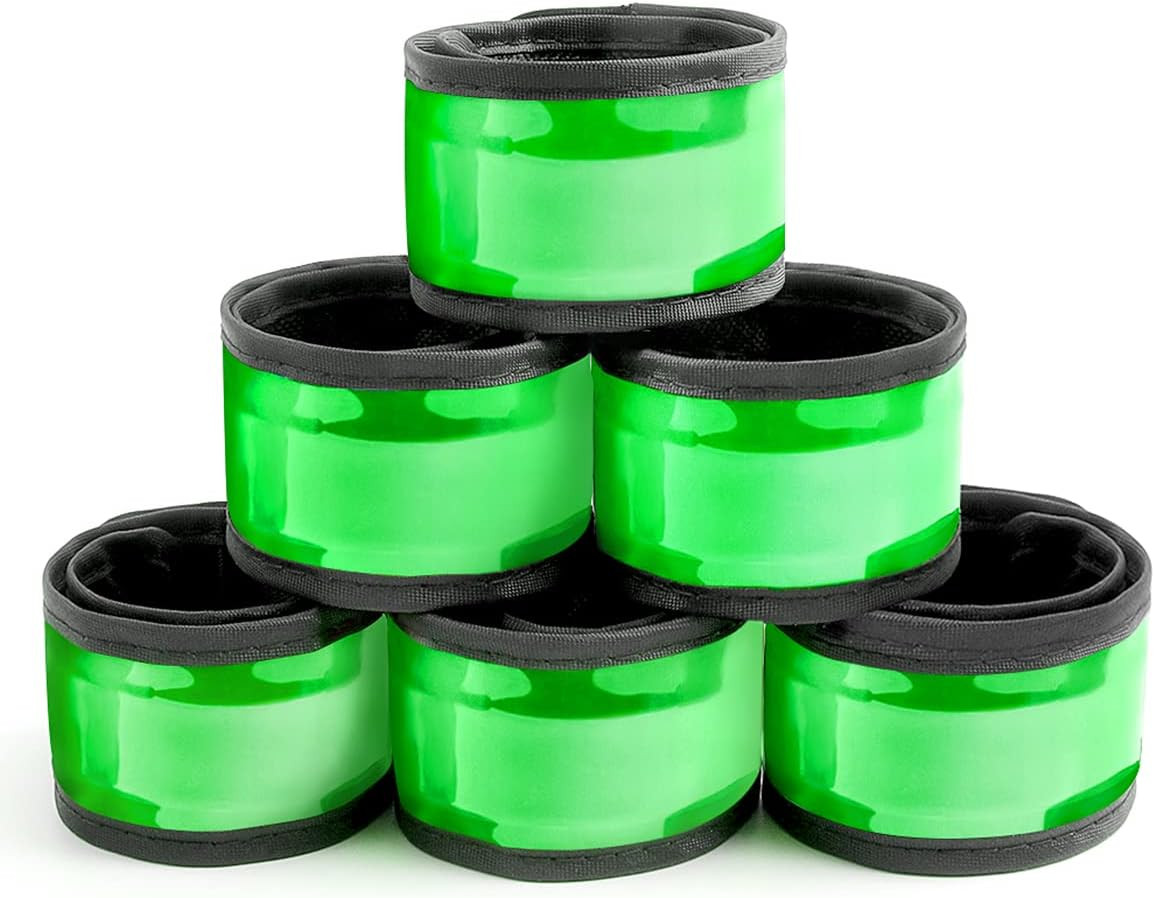 Pack of 6 LED Light up Band Slap Bracelets Night Safety Wrist Band for Cycling W