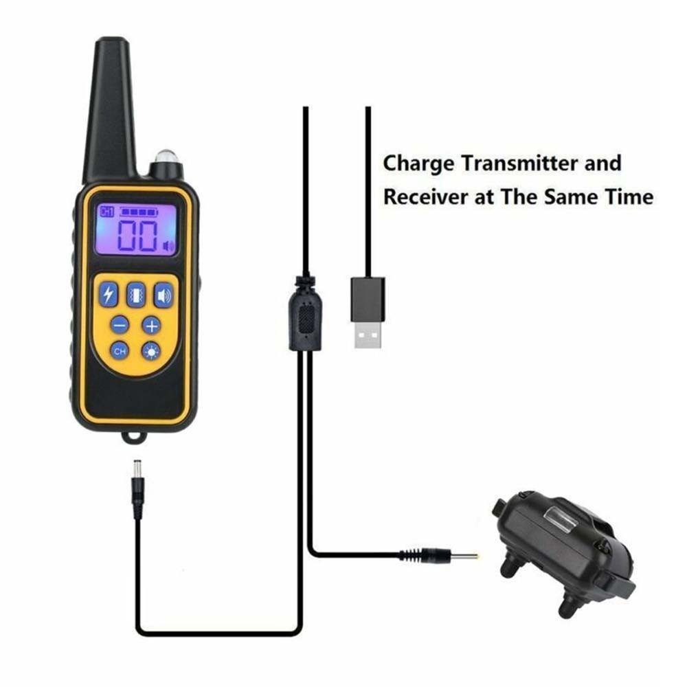 Dog Shock Training Collar Rechargeable Remote Control Waterproof IP67 875 Yards