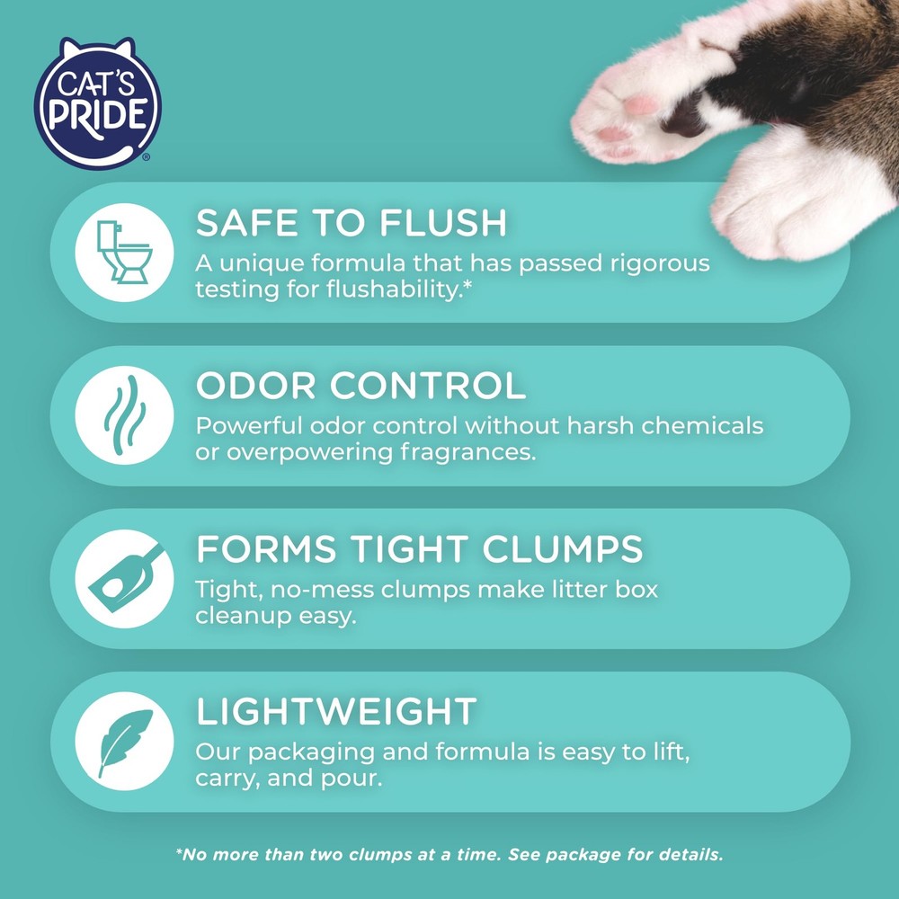 Flushable Clumping Cat Litter - Powerful Odor Control, Scented, 10 lbs
