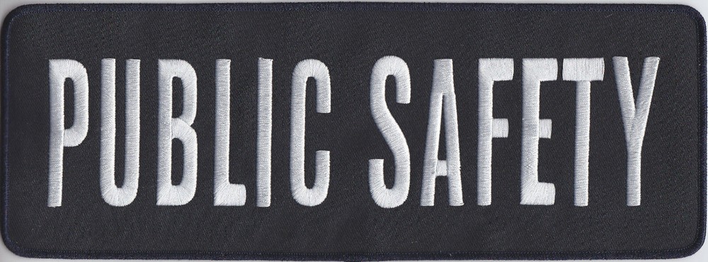 PUBLIC SAFETY White on Midnight Navy Back Panel Uniform Patch 11" X 4"