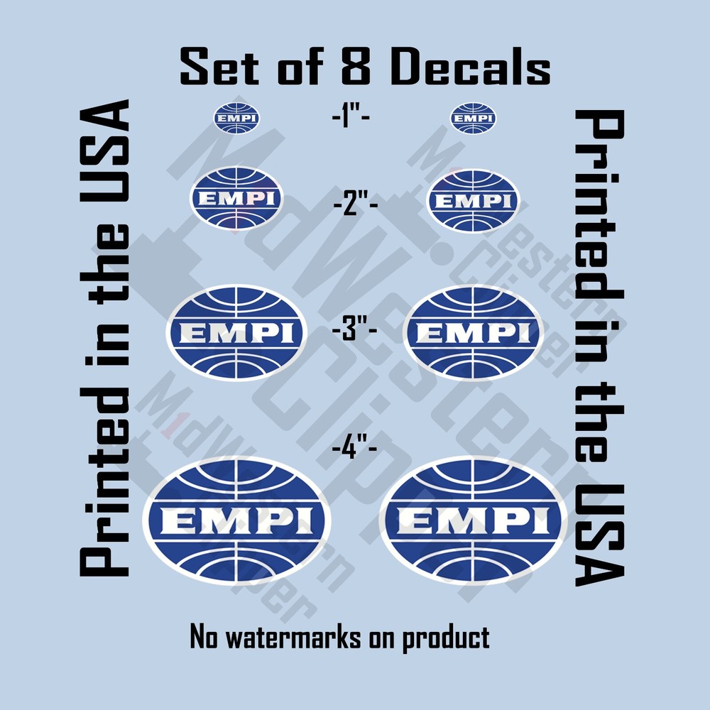8 Empi waterproof Bumper/window Stickers/Decals
