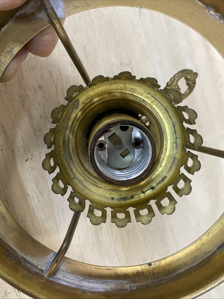 Vintage lampshade holder 6" socket part GWTW 3" HURRICANE Solid Brass