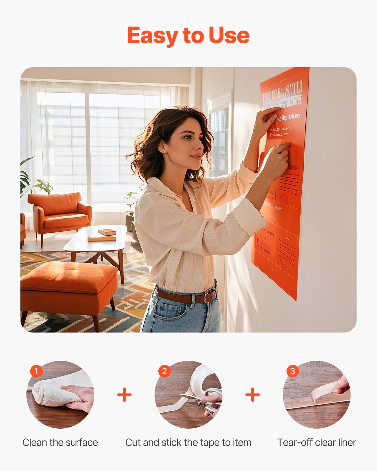 VEVOR Double Sided Tape Heavy Duty 16 ft Long Nano Mounting Tape Clear Wall Car