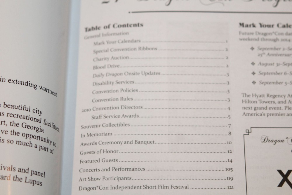 Dragon Con Convention Program 2010 - Donato Giancola Cover, Stan Lee, Neal Adams