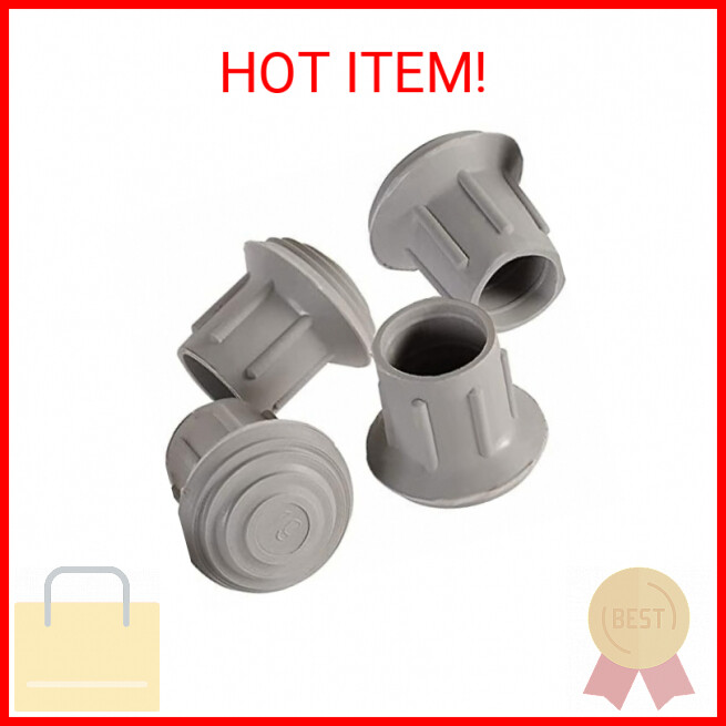 DMI Walker and Cane Replacement Tips for Stability, 1 Inch, Gray, 4 Count