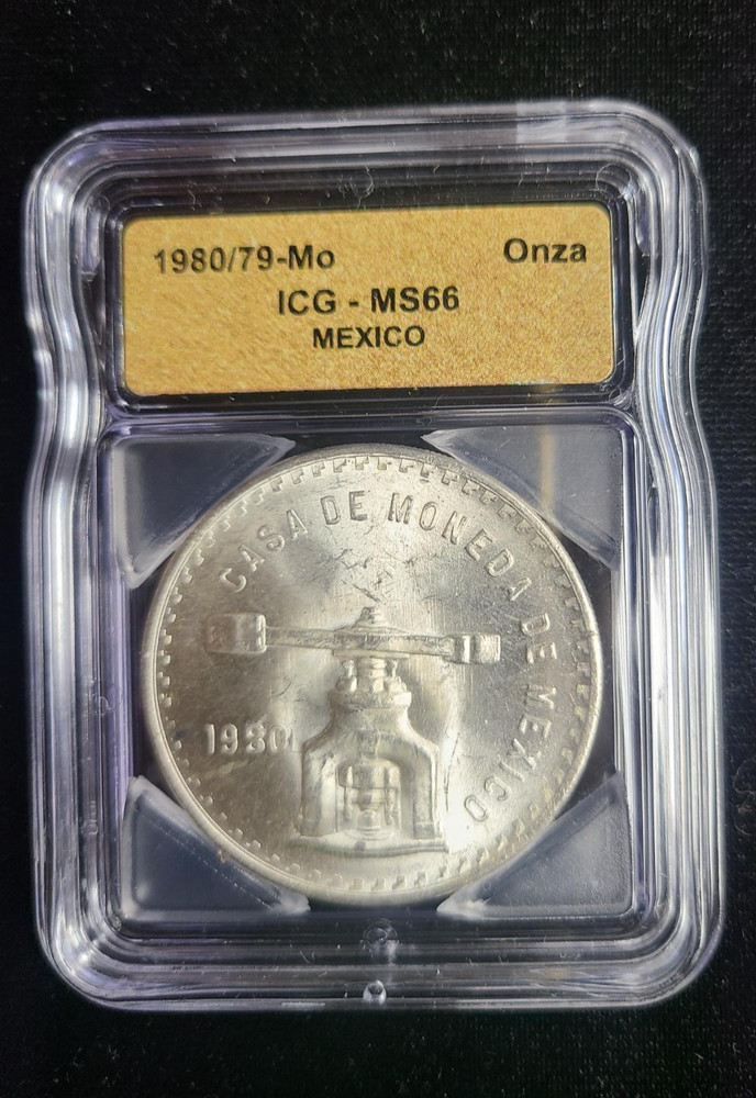 1980/79 Mexican Onza- Overdate Error- ICG MS 66