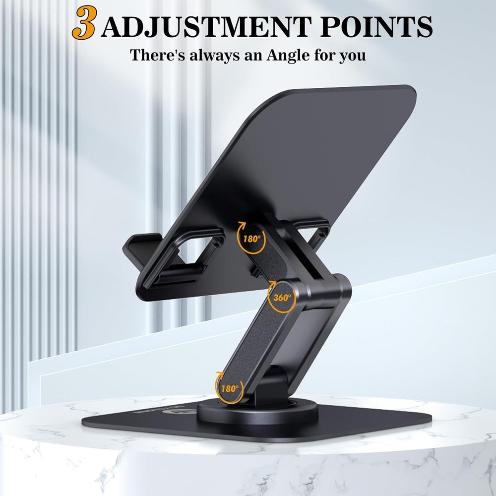 OCYCLONE iPad Stand, 360° Rotating Adjustable Foldable iPad Tablet Holder for D