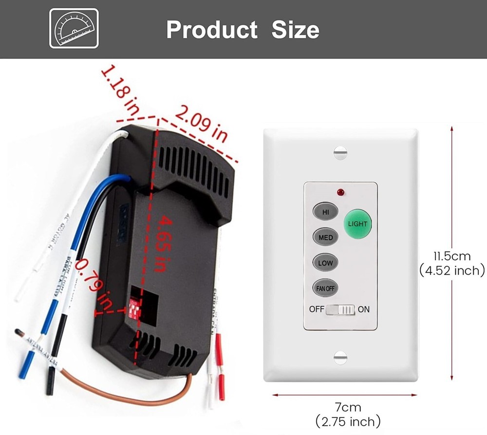 Ceiling Fan Wall Remote Control Kit for Hampton Bay Harbor Breeze Hunter UC9050T