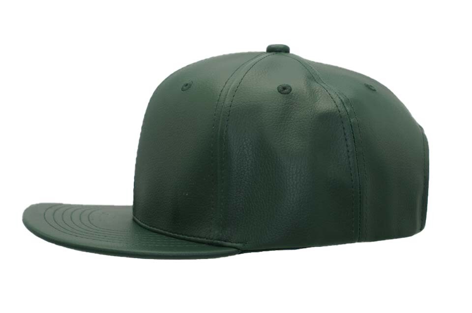 Leather Snapback Hat Hip Hop Baseball Cap Trucker Mesh Solid Plain Flat Brim