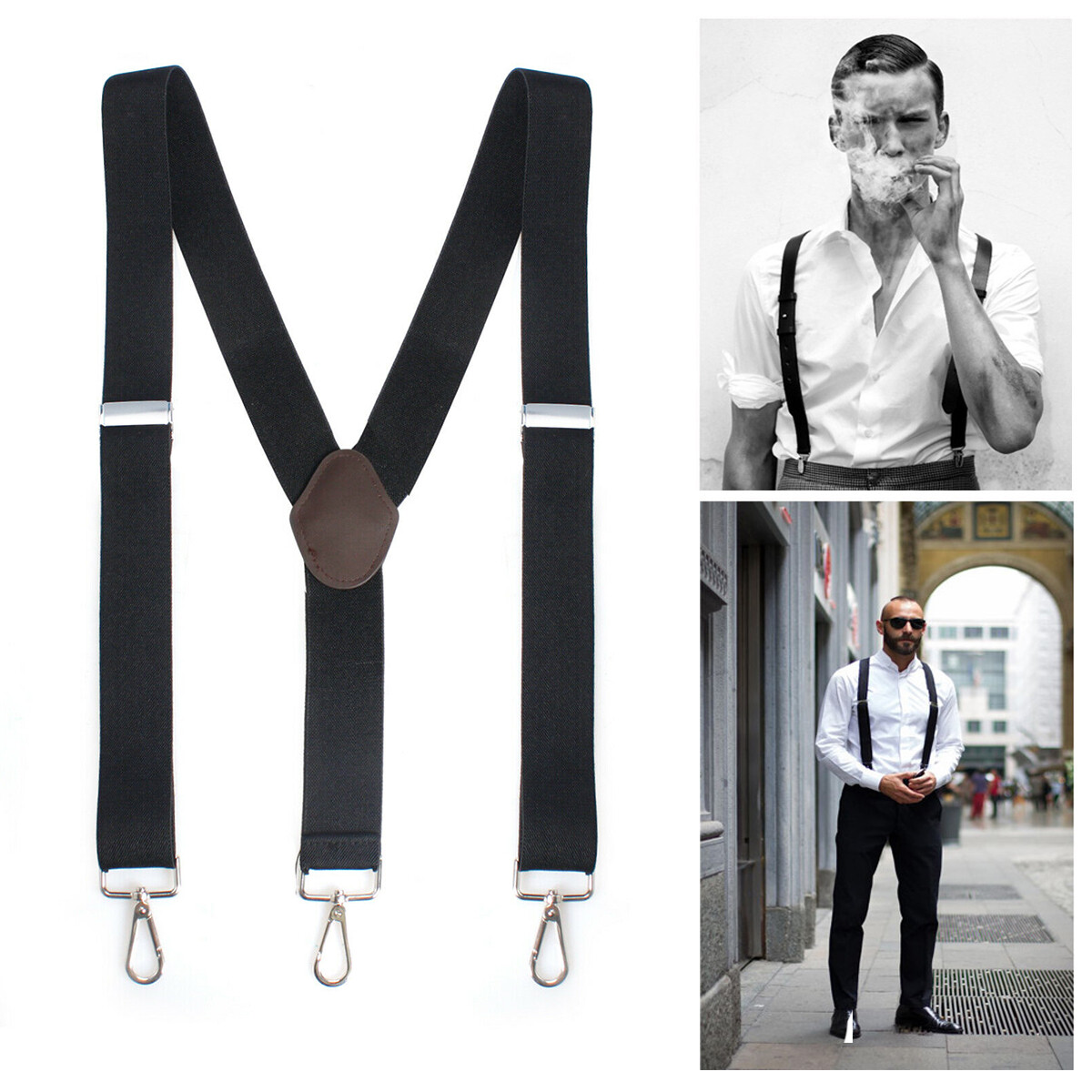 Men's Suspender Y Back Adjustable Heavy Duty Elastic Y-Shaped Hooks Pants Braces