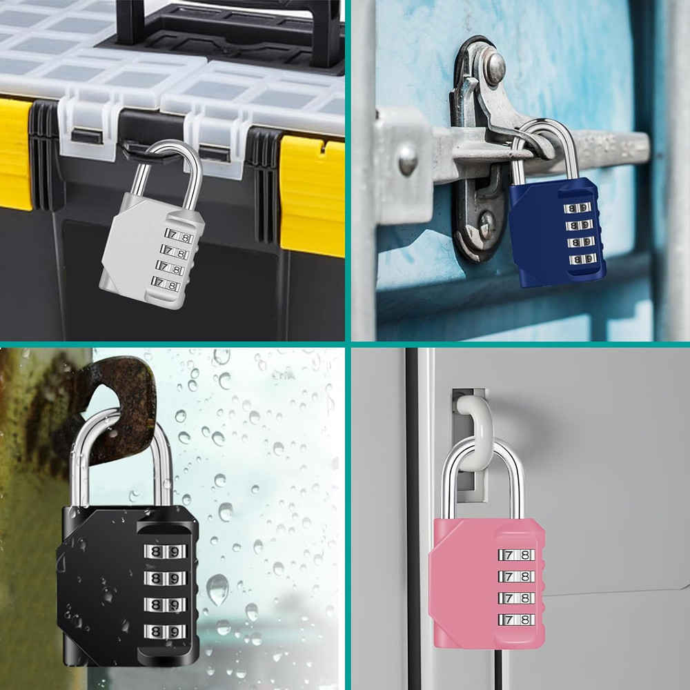 Combination Lock, 4 Digit Combination Padlock Outdoor, School Lock, Gym Locks (P