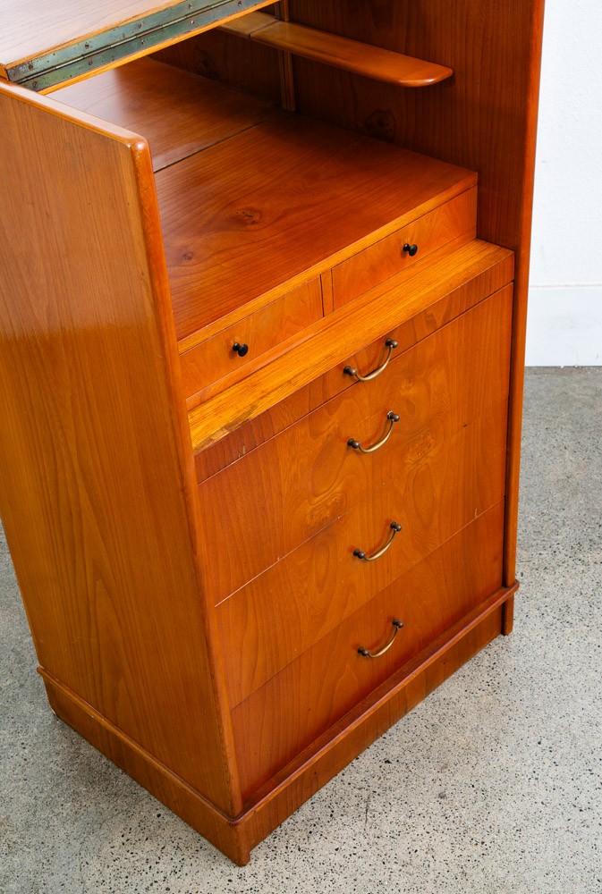 Mid Century Danish Modern Desk Vanity Office Wood 5 Drawers Denmark Mirror Mcm