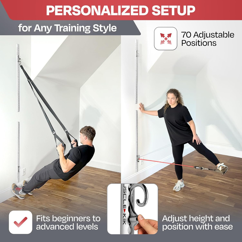 Aluminum Wall-Mounted Anchor Fitness System - Adjustable, Multi-Functional, Spac