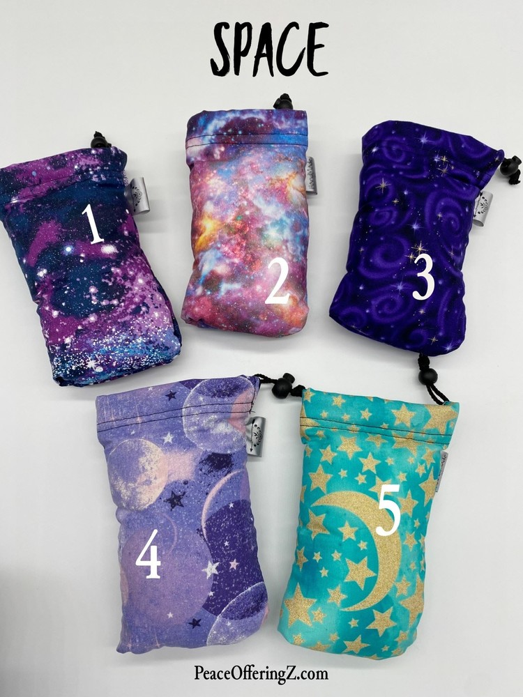 Galaxy Space Print Padded Drawstring Pipe Bags