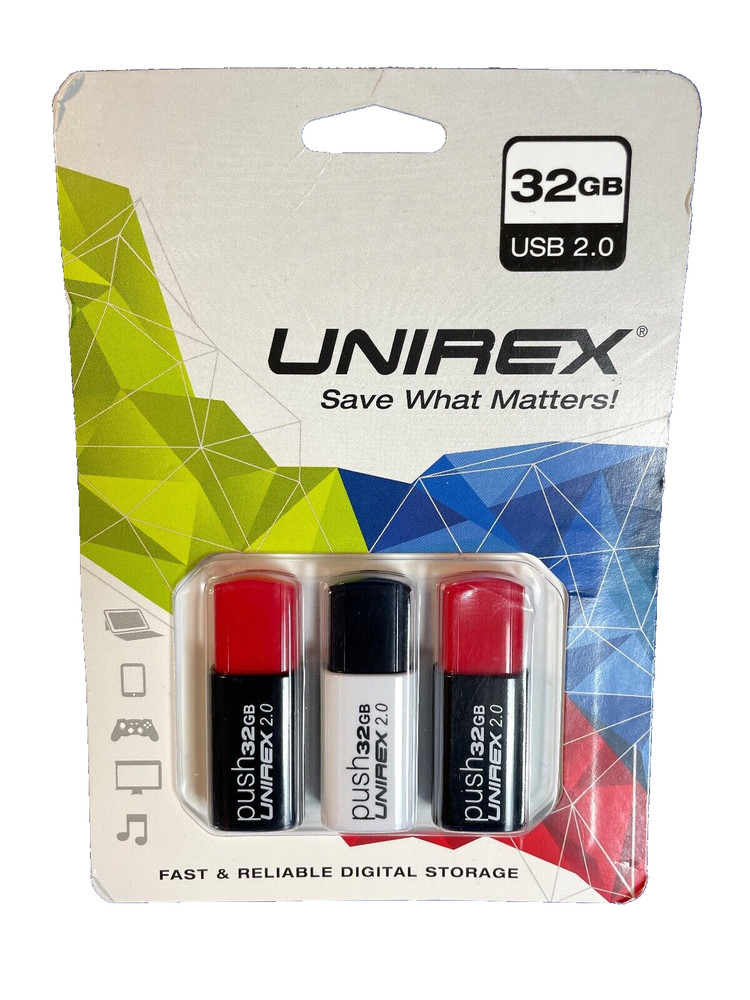 UNIREX 32GB USB 2.0 USB SWING STICK- 3 PACK-  NEW