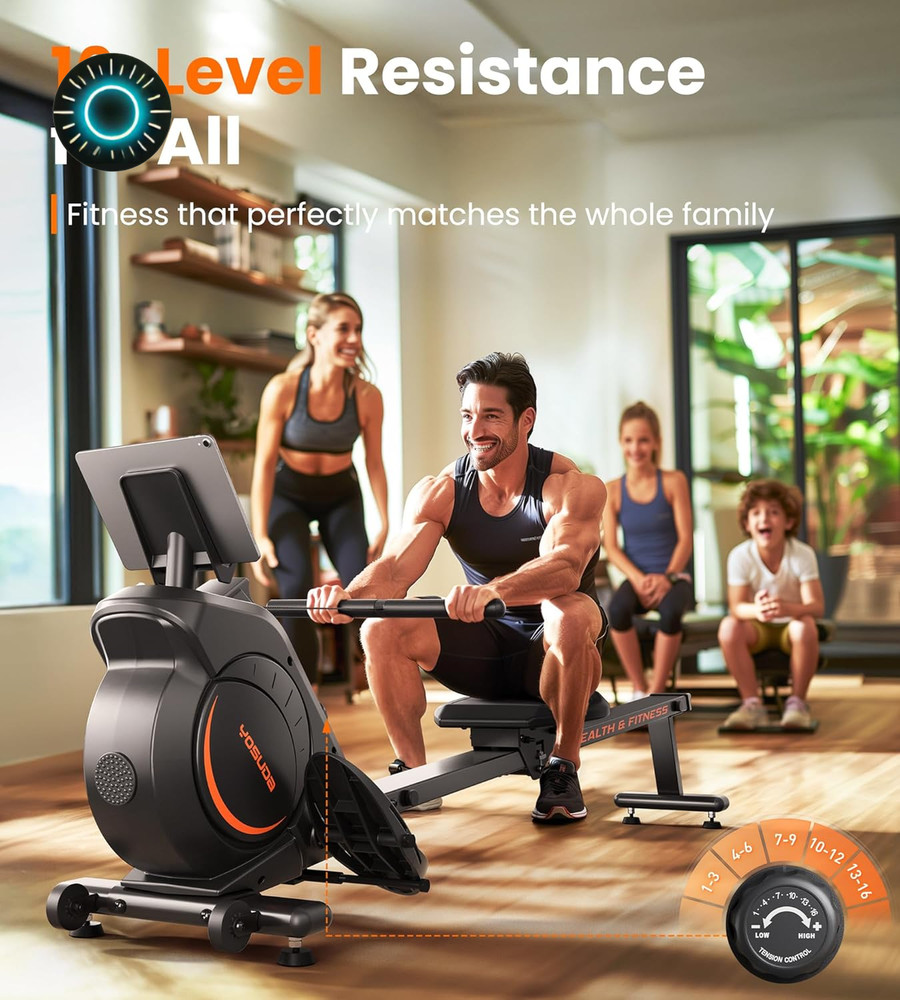 Magnetic/Water Rowing Machine for Home Rower Machine Use with Bluetooth App Supp