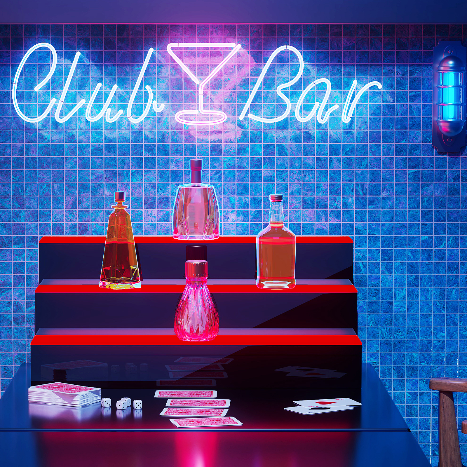 3 Step[REMOTE CONTROL+20 COLORS]LED Lighted 24" Bar Liquor Bottle Display Shelf