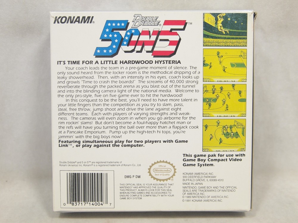Double Dribble 5 on 5 (Nintendo Game Boy | GB) Authentic BOX ONLY